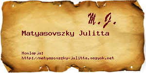 Matyasovszky Julitta névjegykártya